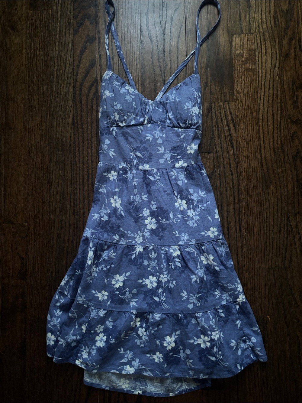 Hollister Linen Blue Floral Mini Dress